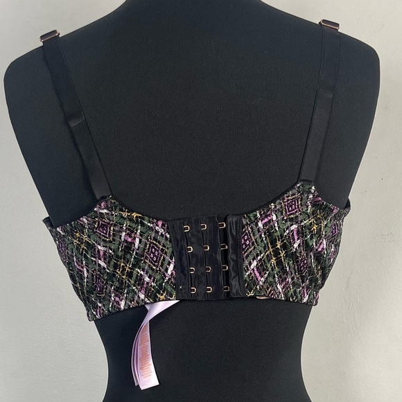 Savage X Fenty A Little Tart Unlined Bra purple black green plaid size 38H - Picture 4 of 6